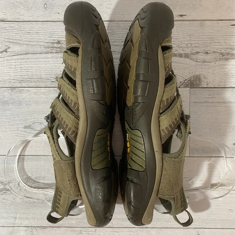 Keen Sandals Mens 13 Green Brown Waterproof Outdoor Hiking Rugged Trail Shoes